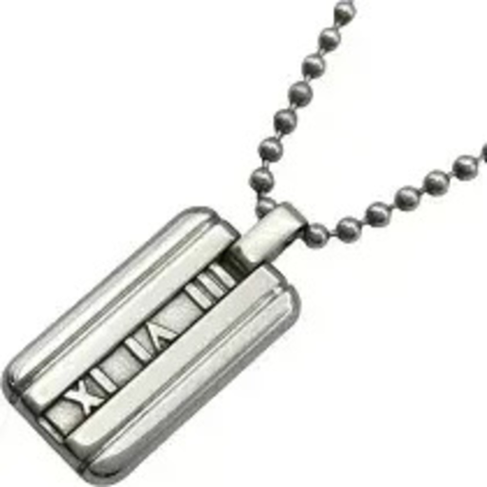 Tiffany Co Atlas Plate Necklace Titanium Sterling Silver